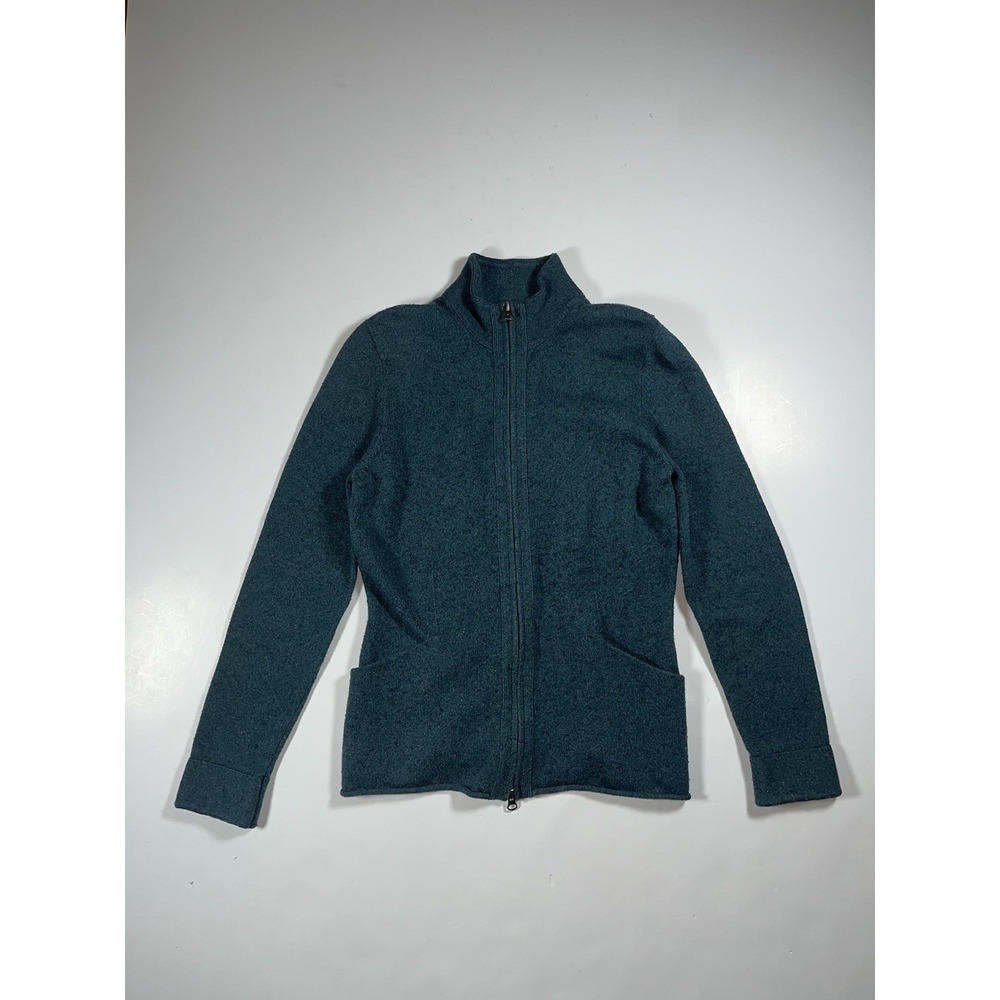 Title Nine Full 2-Way Zip Jacket Womens Medium Teal Wool Blend Pockets